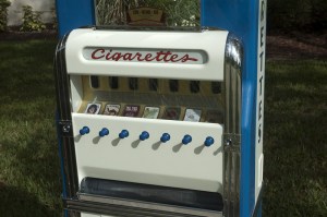 National Cigarette Machine Marquee Decal - Red Script Lettering